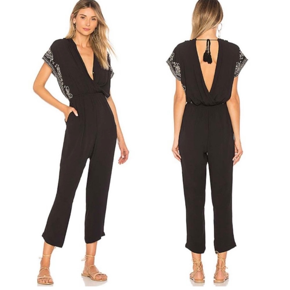 L*Space Raquel Embroidered Black Jumpsuit